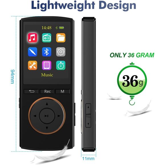 MP3 Player, Safuciiv 32GB MP3 Player with Bluetooth 5.2 HiFi Audio Quality - Picture 3 of 7